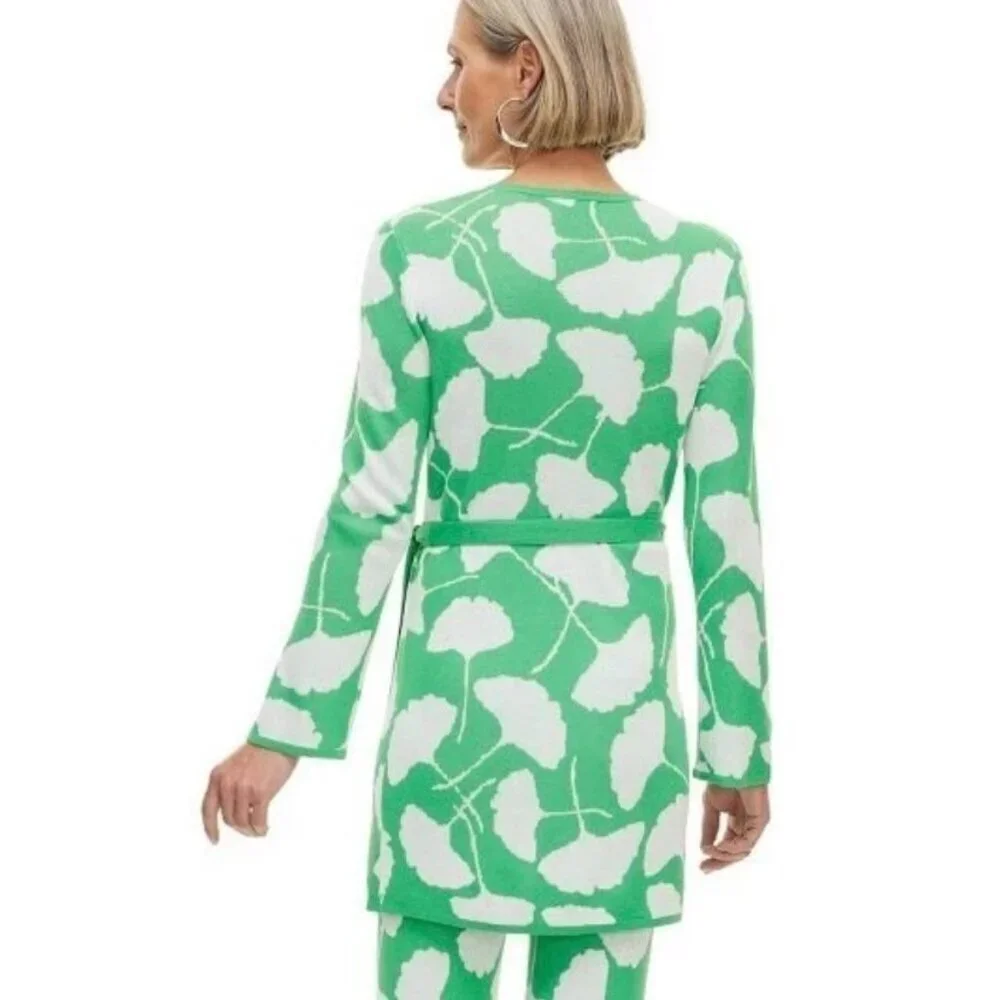 Diane von Furstenburg x Target V-Neck Ginkgo Green Sweater Wrap Top Dress, XXS